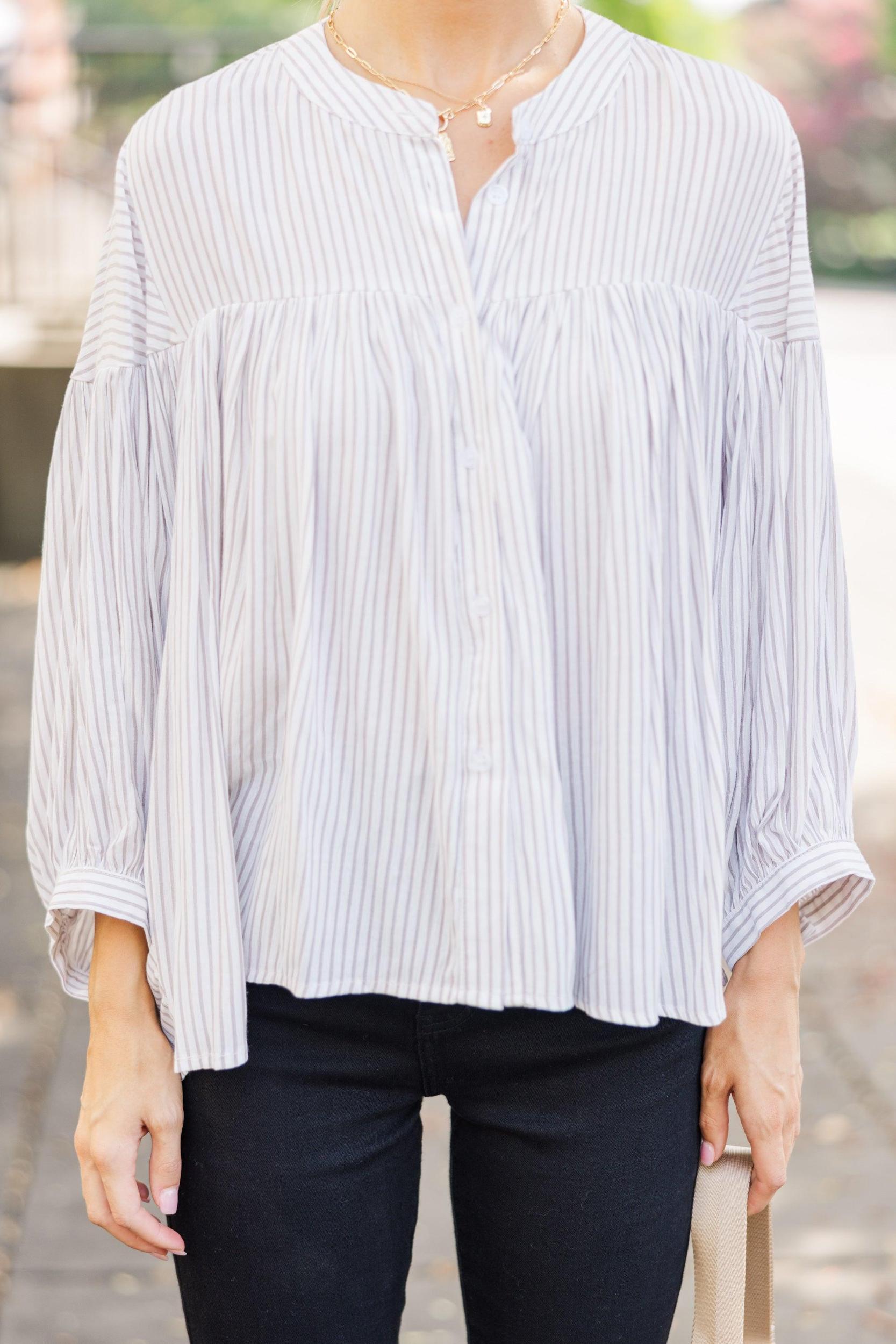 I Believe Oatmeal Striped Blouse Female Product Image