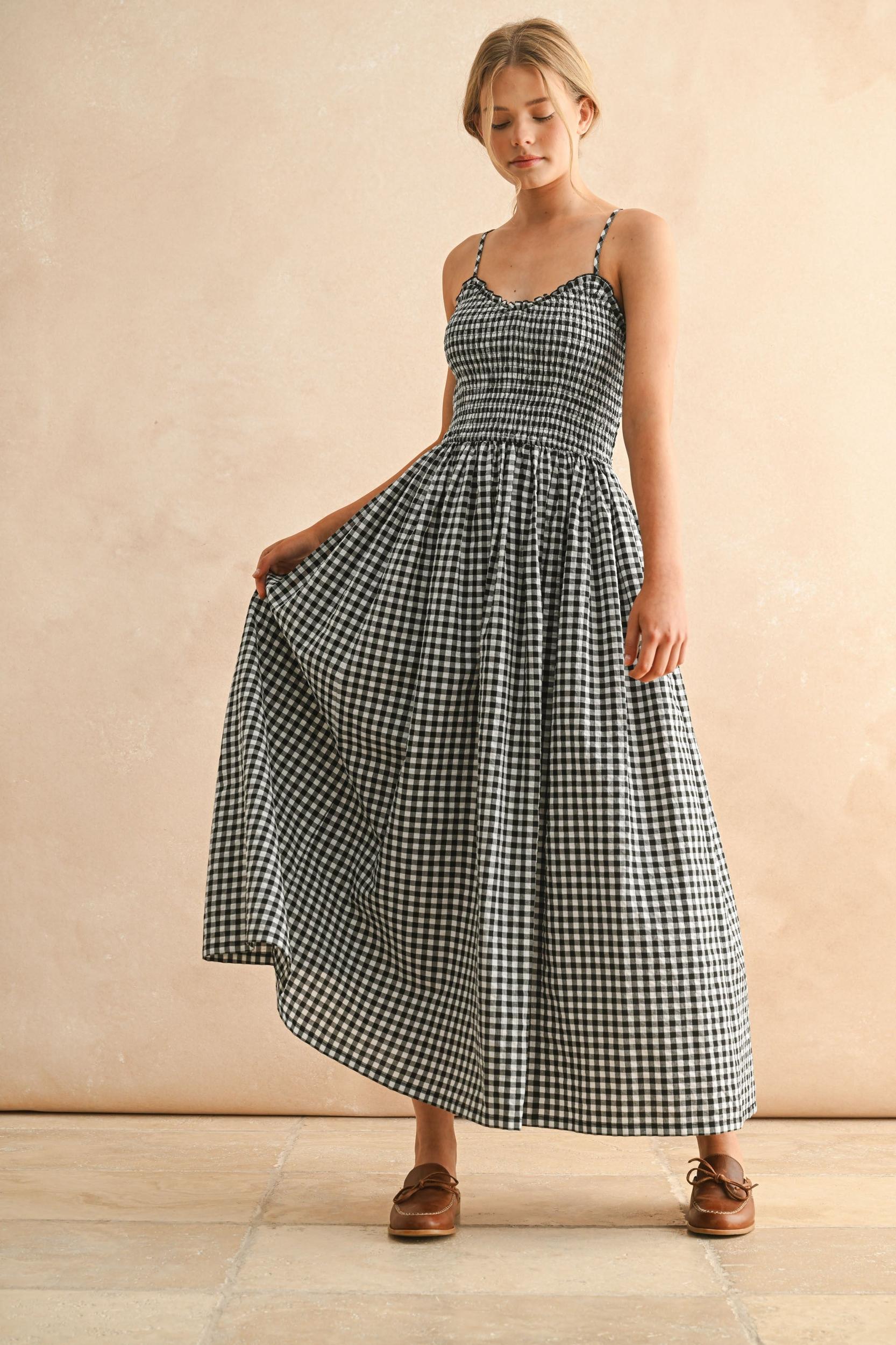 Gingham Smocked Maxi Dress Product Image