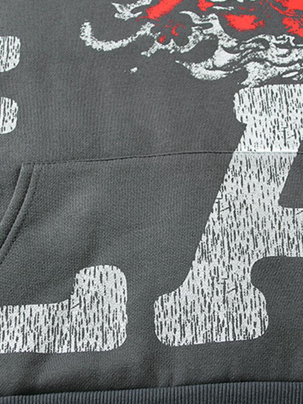 Vintage Distressed Crackle Letter Print Oversized Hoodie Product Image