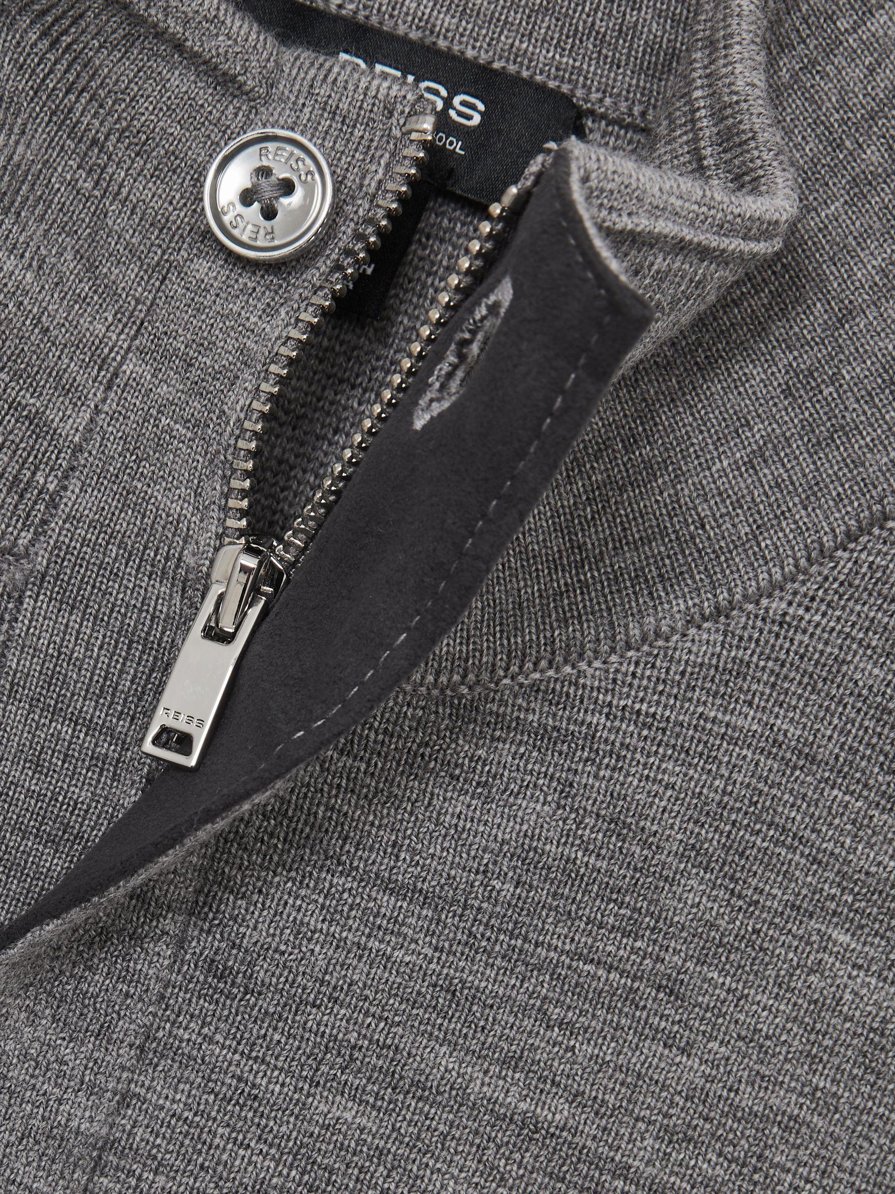 Merino Wool Half-Zip Jumper in Warm Grey Melange Product Image