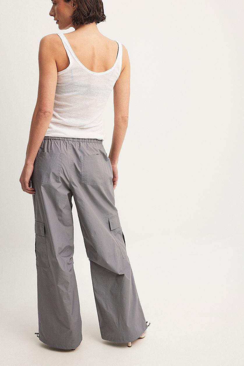 Drawstring Loose Mid Waist Cargo Pants Product Image