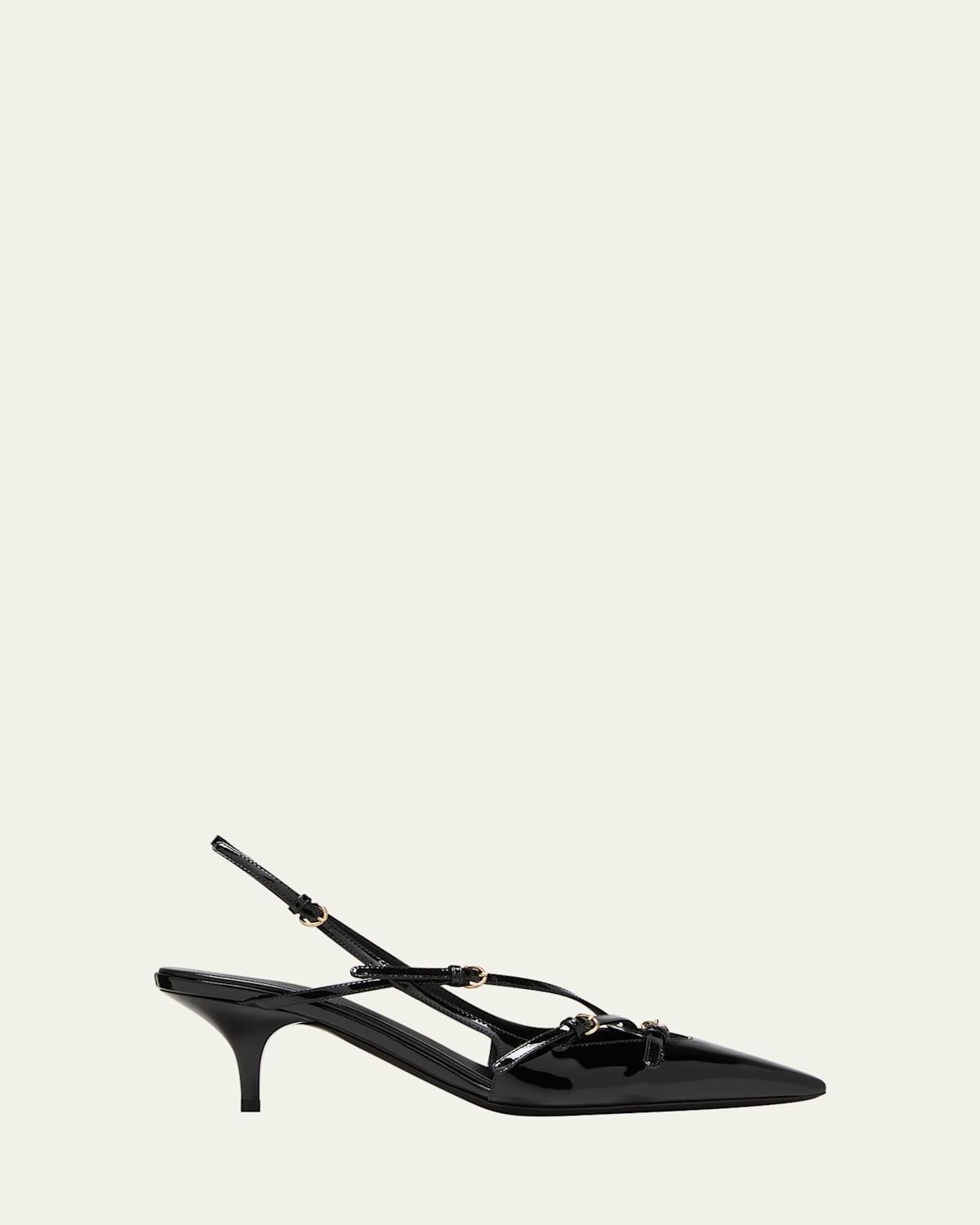 Patent Buckle-Trio Slingback Pumps Product Image