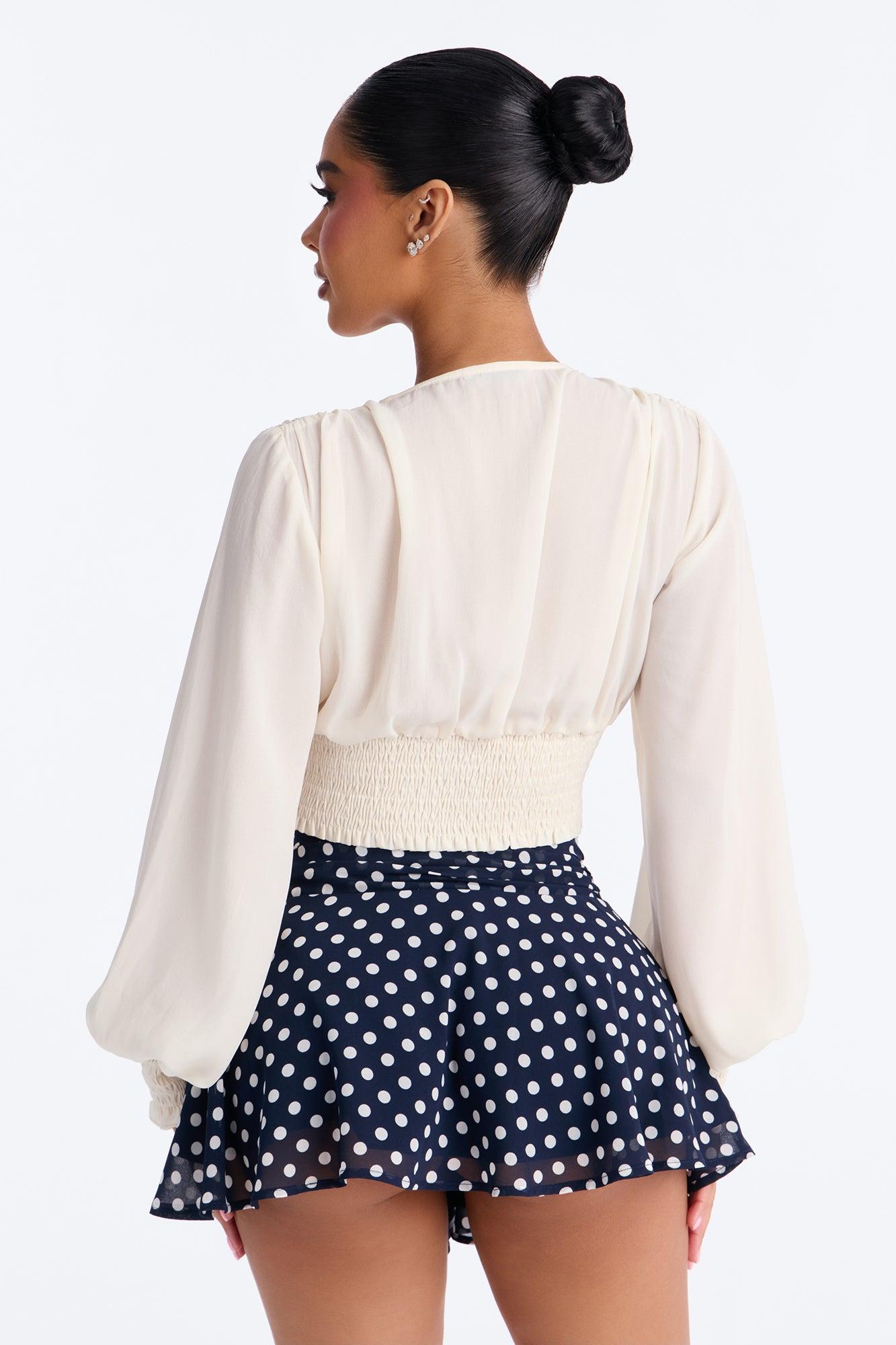 Bring The Flowers Ruched Chiffon Top - Cream Female Product Image