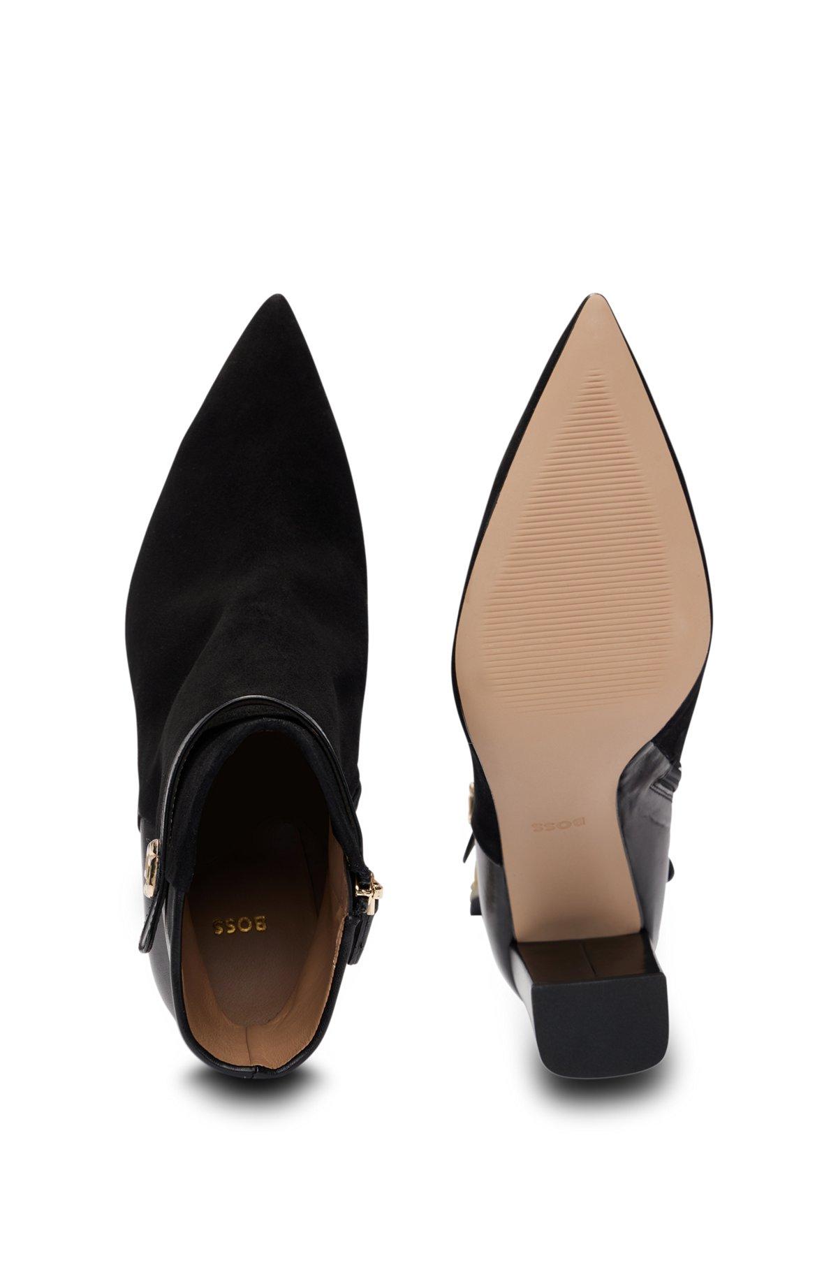 Block-heel ankle boots in suede and leather Product Image