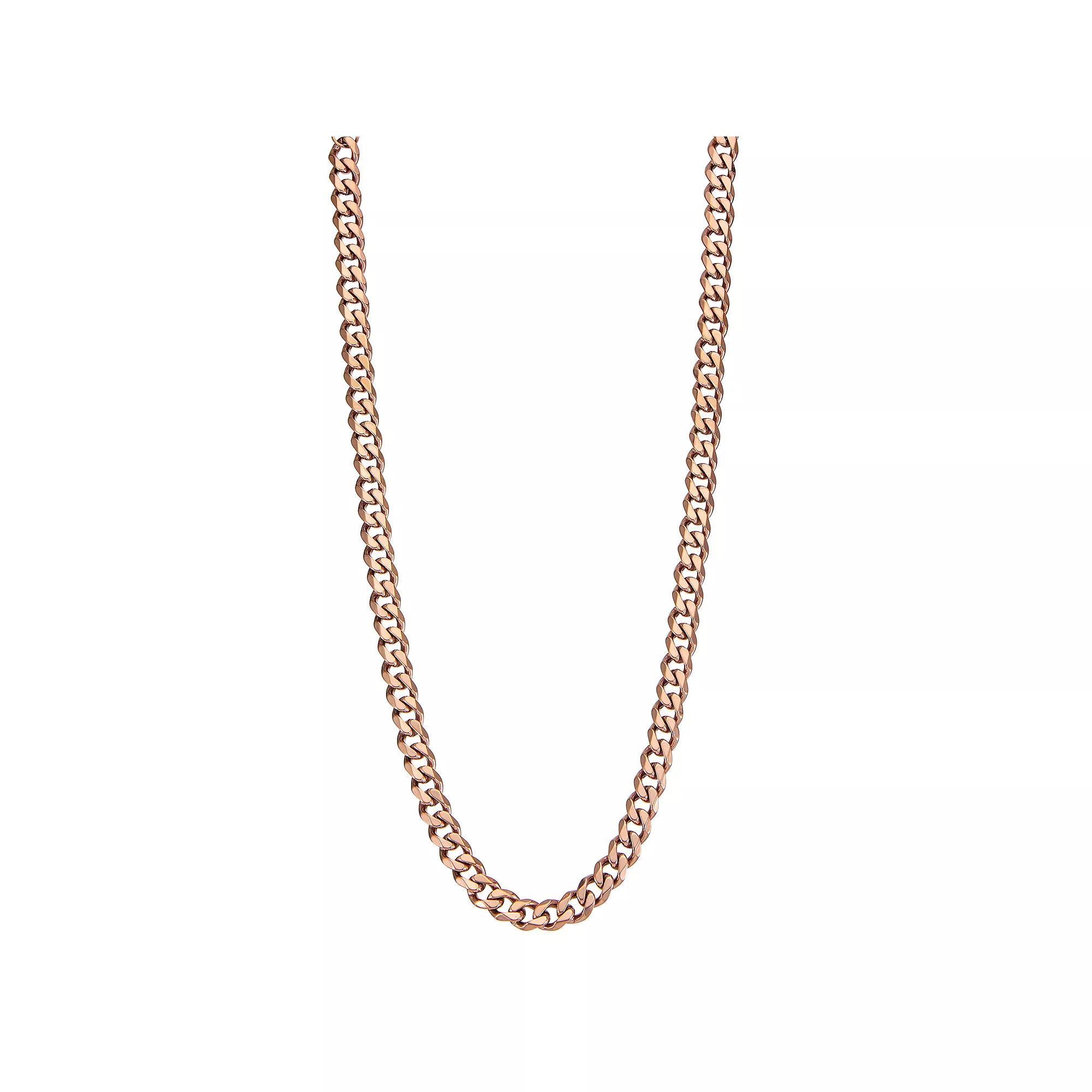 Men's Stainless Steel Cuban Chain Necklace, Size: 20", Pink Tone Product Image