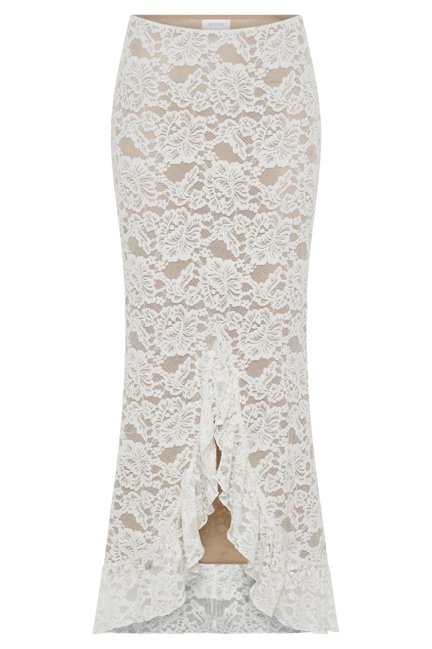 Artemis Lace Plisse Maxi Skirt - Ivory Product Image
