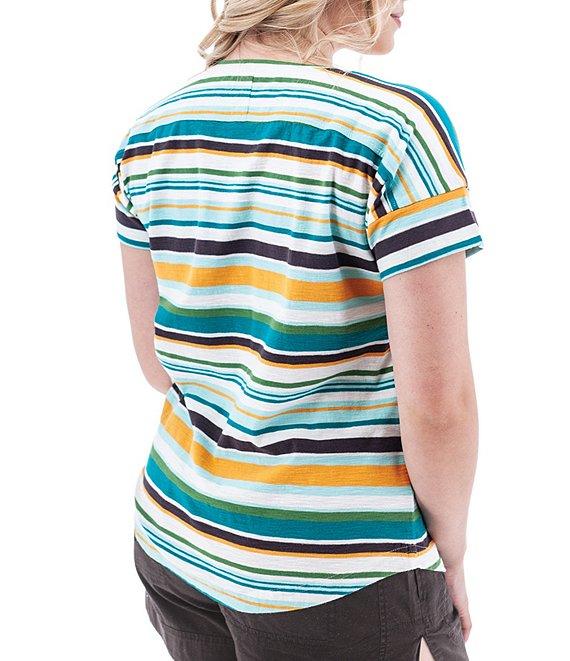 Aventura Summerville Organic Cotton Stripe Print Scoop Neck Drop Shoulder Sleeve Top Product Image