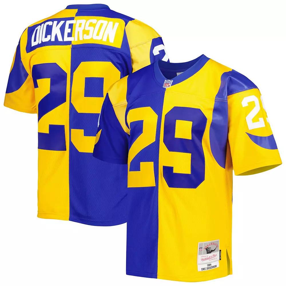 Men's Mitchell & Ness Eric Dickerson Royal/Gold Los Angeles Rams 1984 Split Legacy Replica Jersey, Size: Small, Blue Product Image