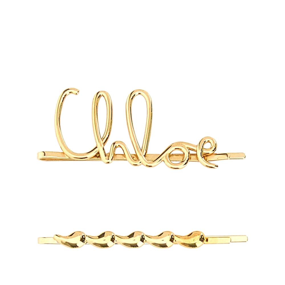 CHLOÉ Iconic Hair Clips Accessories In Metallic Product Image