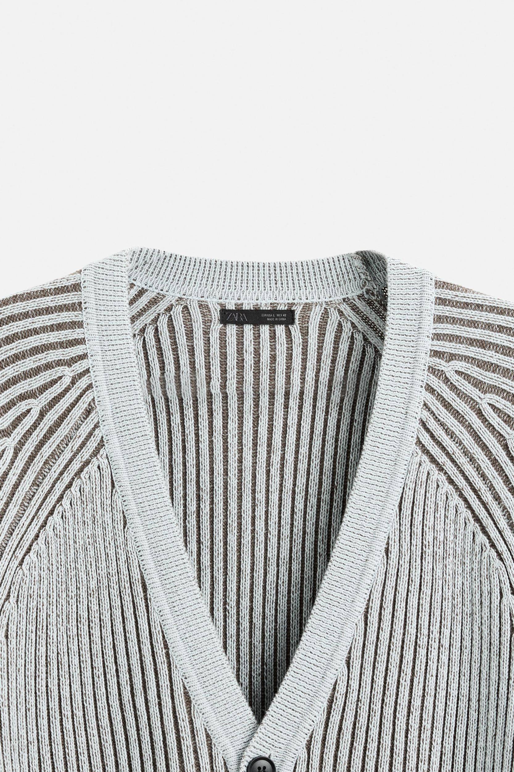 CONTRAST RIBBED CARDIGAN Product Image