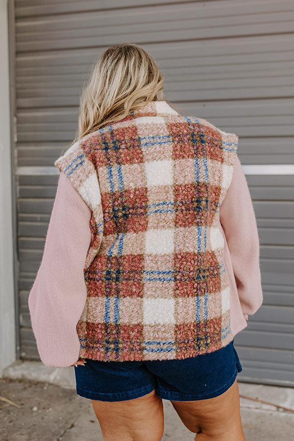 Picking Pumpkins Plaid Jacket in Blush Curves Product Image