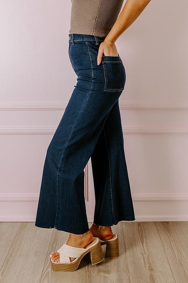The Adriana High Waist Wide Leg Jean in Dark Wash Product Image