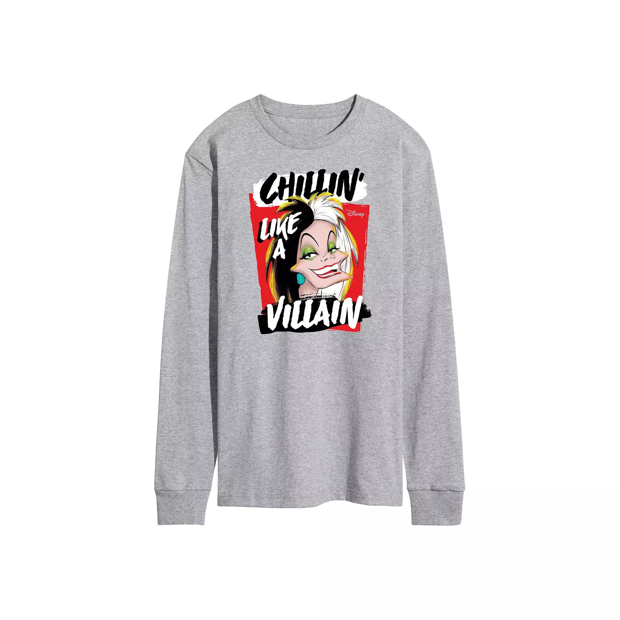 Disney Villains Cruella Men's Chillin' Long Sleeve Graphic Tee,  Product Image