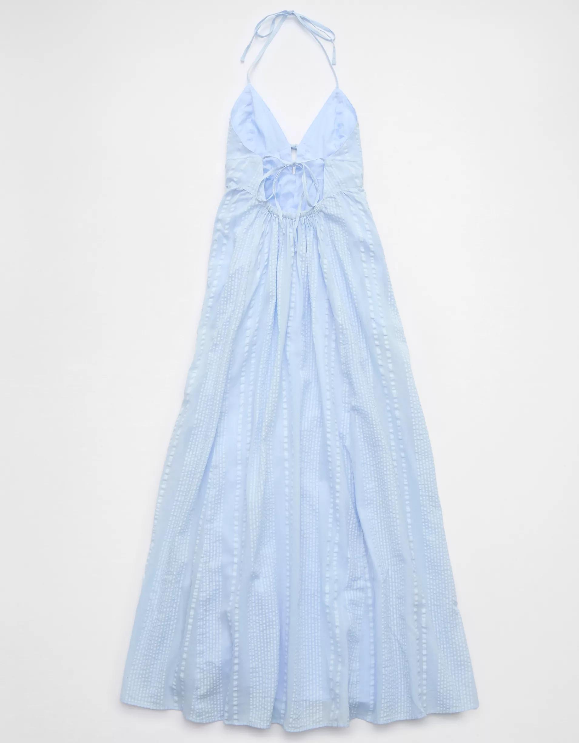 Aerie Seersucker Halter Maxi Dress Product Image