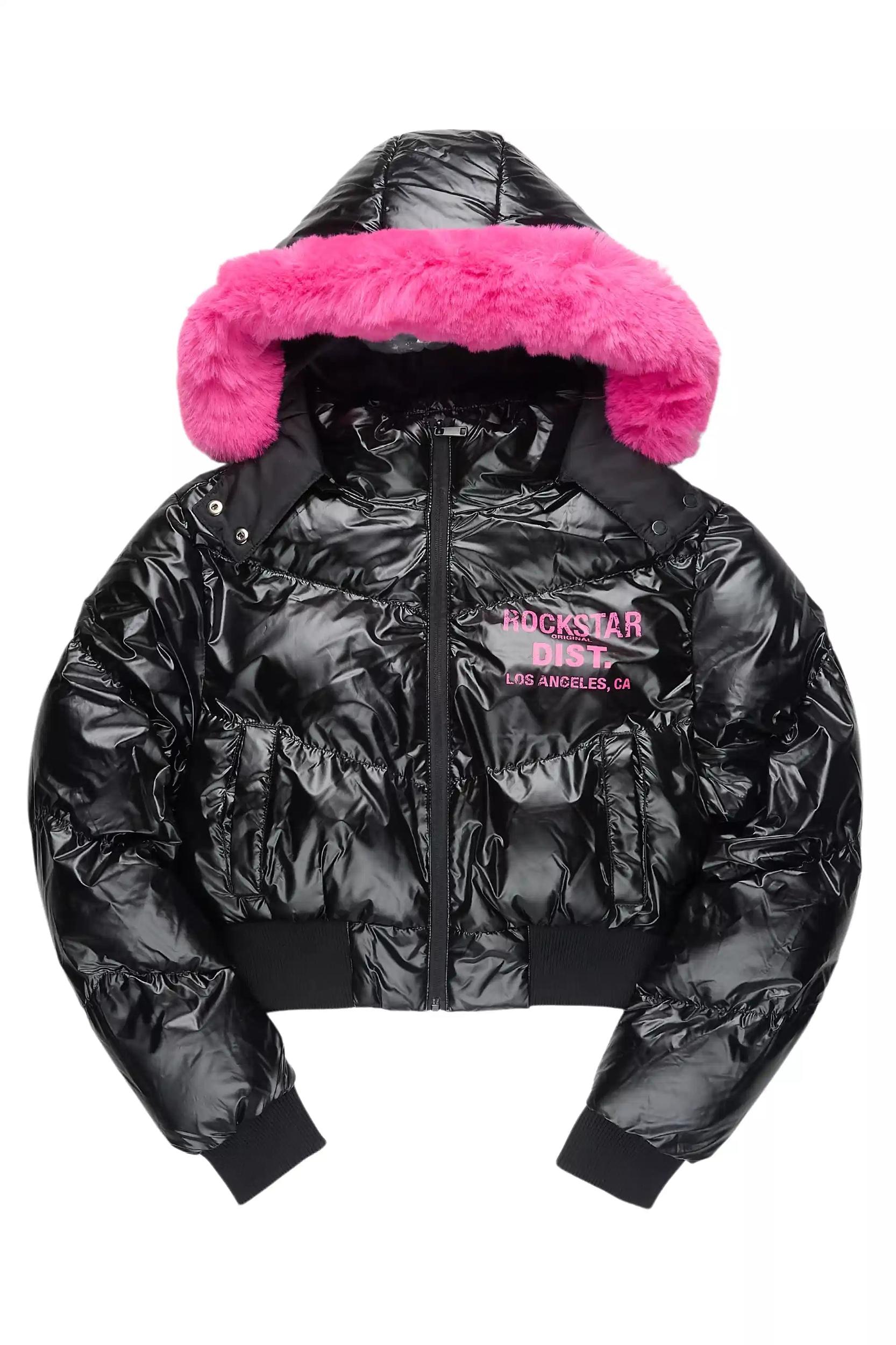 Moncia Black/Pink Puffer Jacket Female Product Image