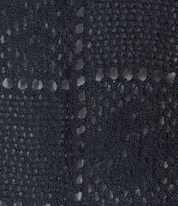 Current Air Pointelle Knit Round Neck Long Sleeve Button Front Cardigan Product Image