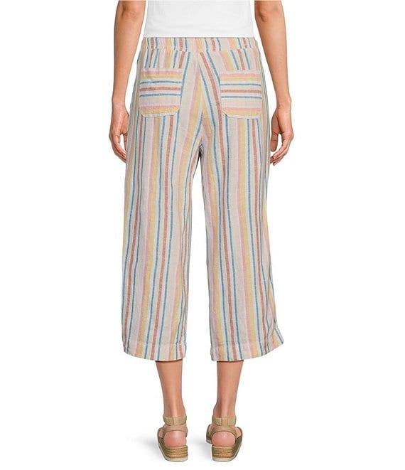 Westbound Multi Stripe Crop Linen Blend Pants Product Image
