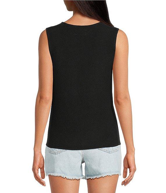 Every Knit V-Neck Sleeveless Tie Front Blouse Product Image