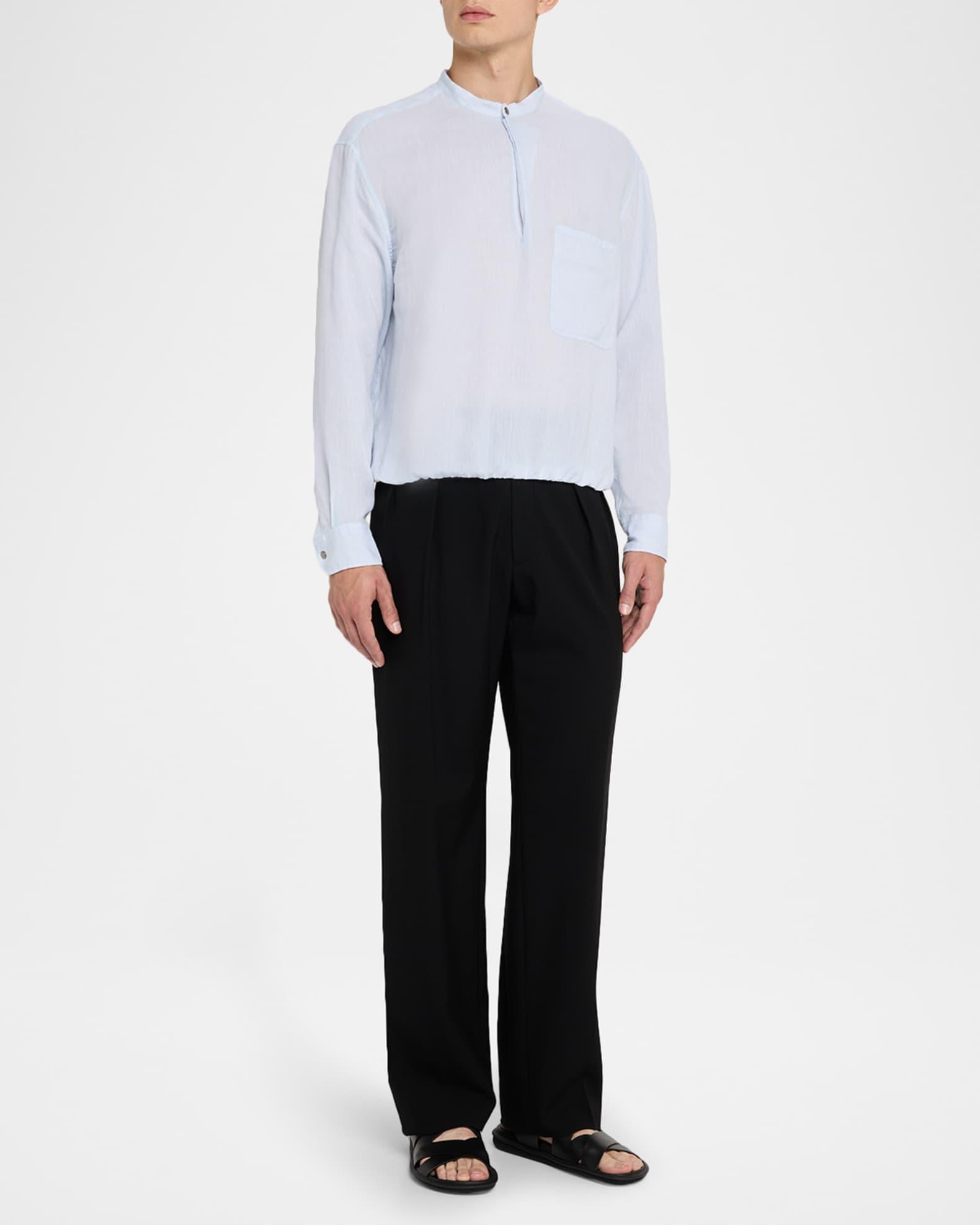 Men's Linen Nehru-Collar Sport Shirt Product Image