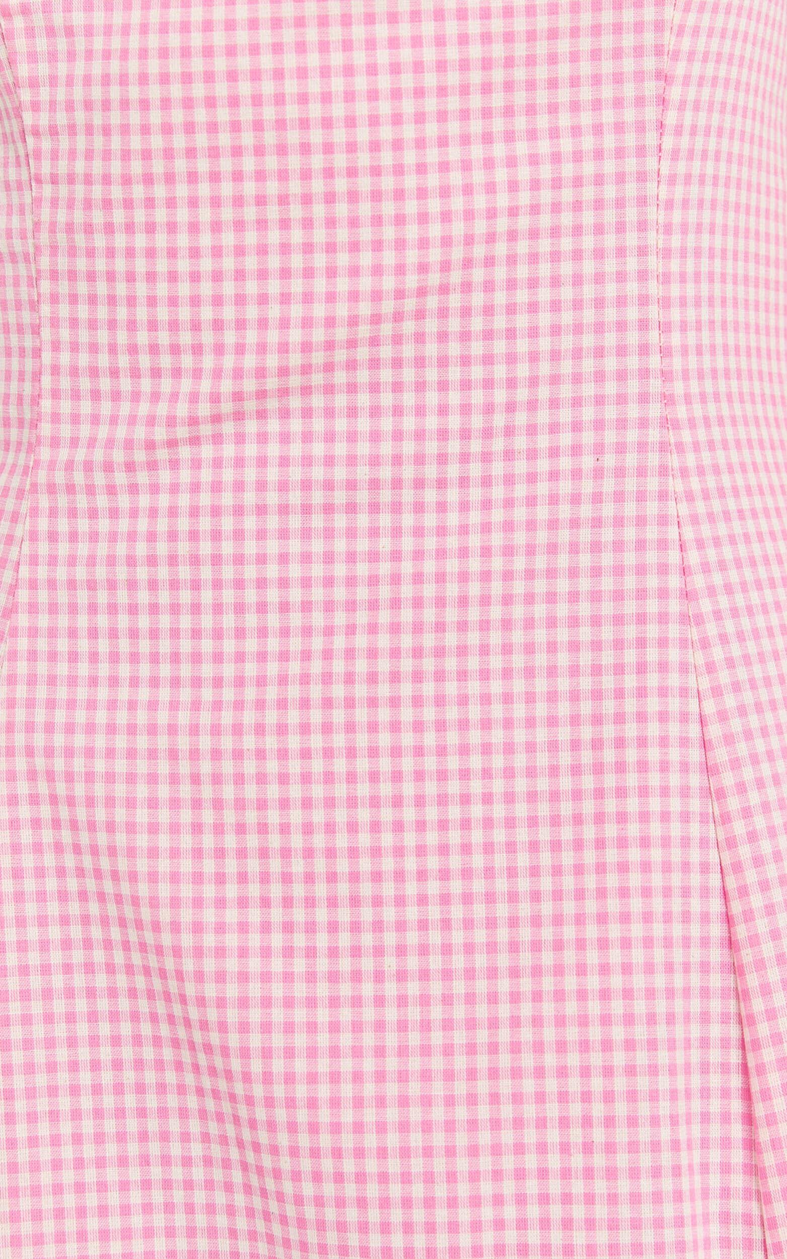 Narissa Midi Dress - Halter A Line Dress in Pink Gingham Product Image