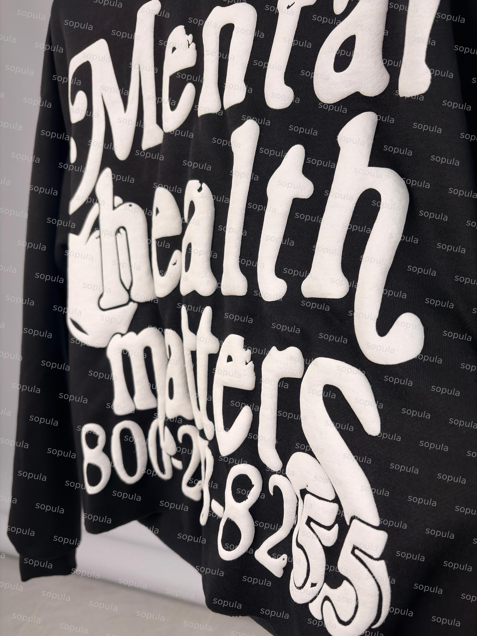 Sopula Puff Print Mental Health Matters Cropped Hoodie Product Image