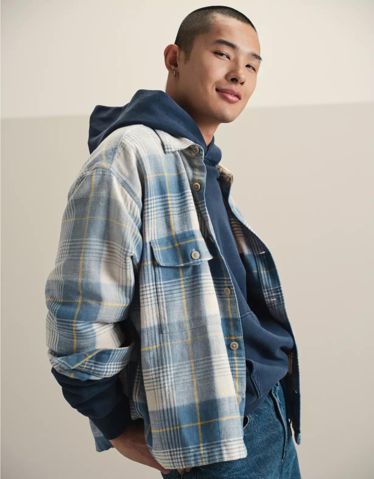 AE Boxy Flannel Shirt Product Image