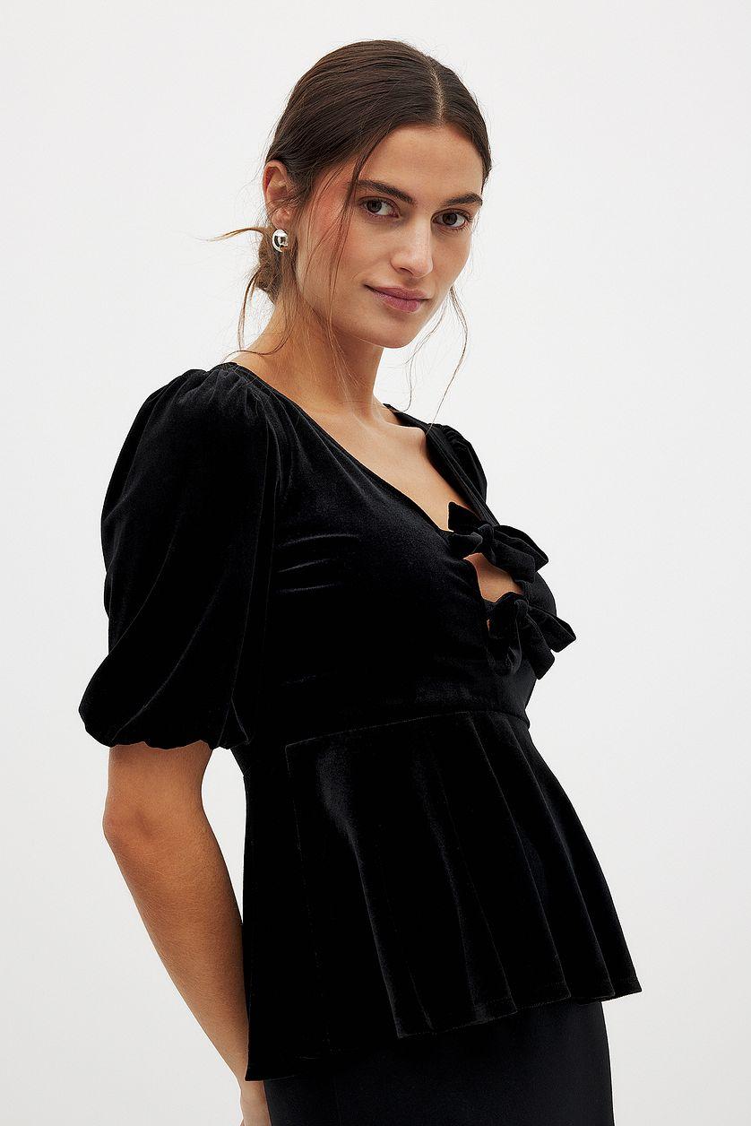 Puff Sleeve Velvet Top Product Image