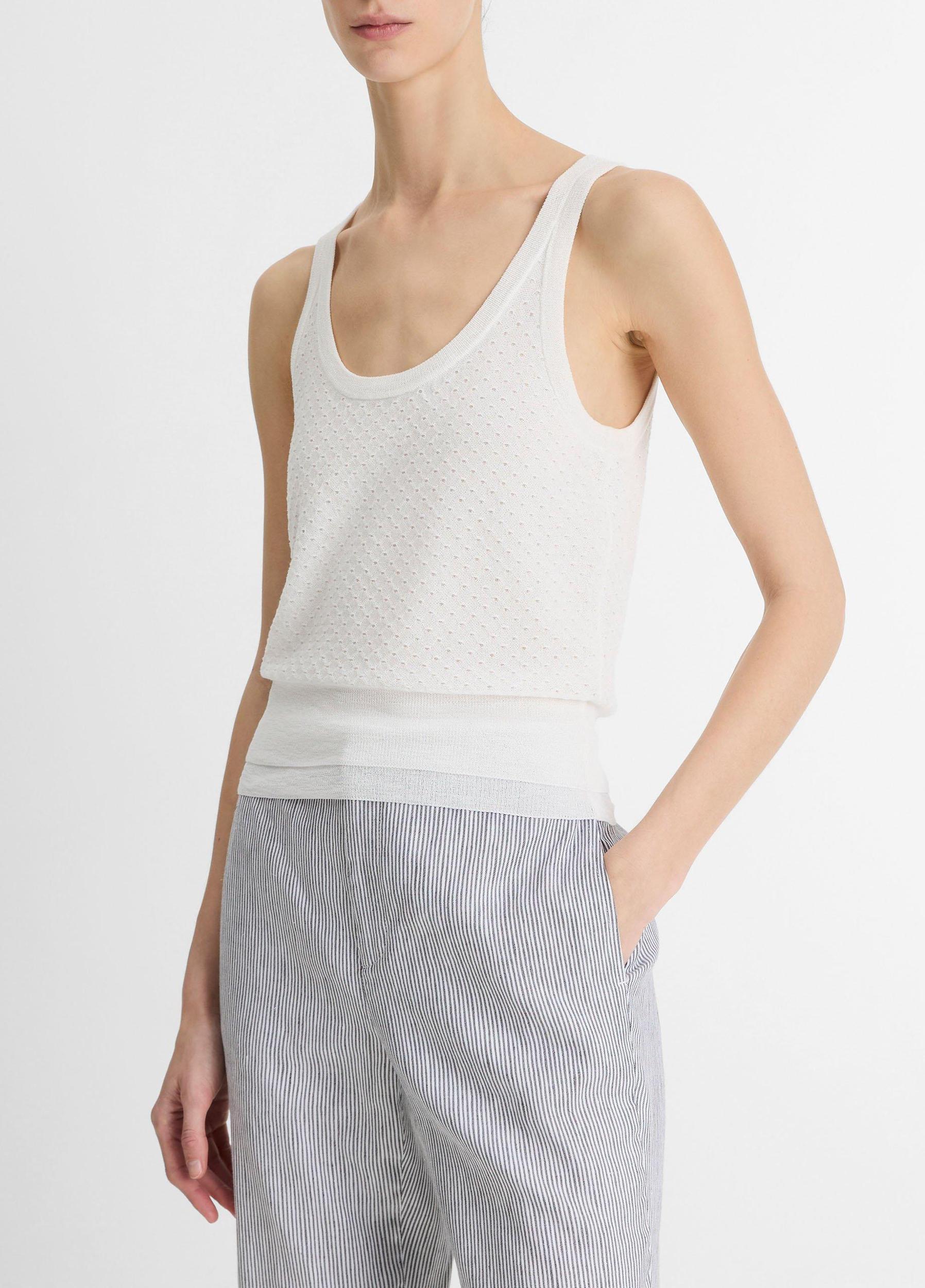 Italian Cotton-Blend Mesh Double-Layer Tank Product Image