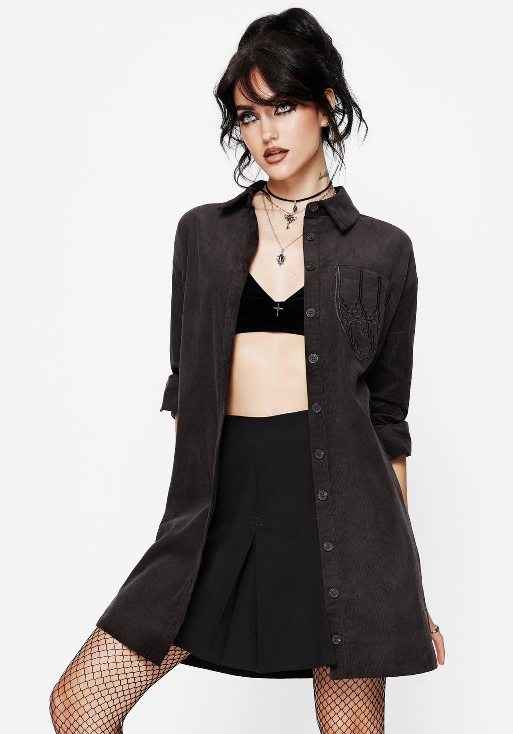 Axis Cotton Pocket Embroidered Mini Shirt Dress Product Image