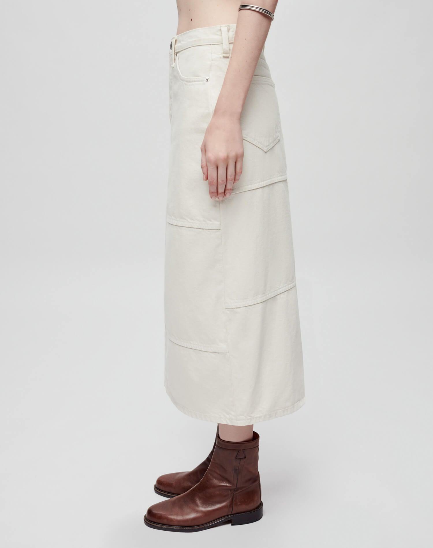 Mid Rise Seamed Skirt - Vintage White Female Product Image