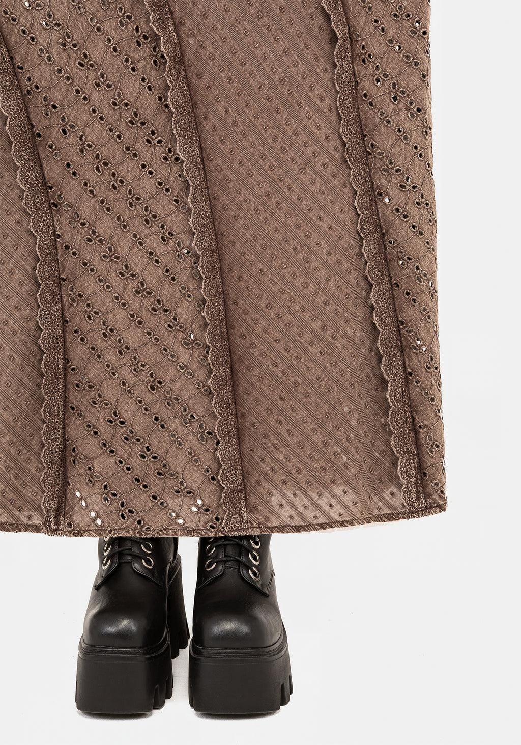 Summerisle Cotton Broderie Detail Midaxi Skirt Product Image