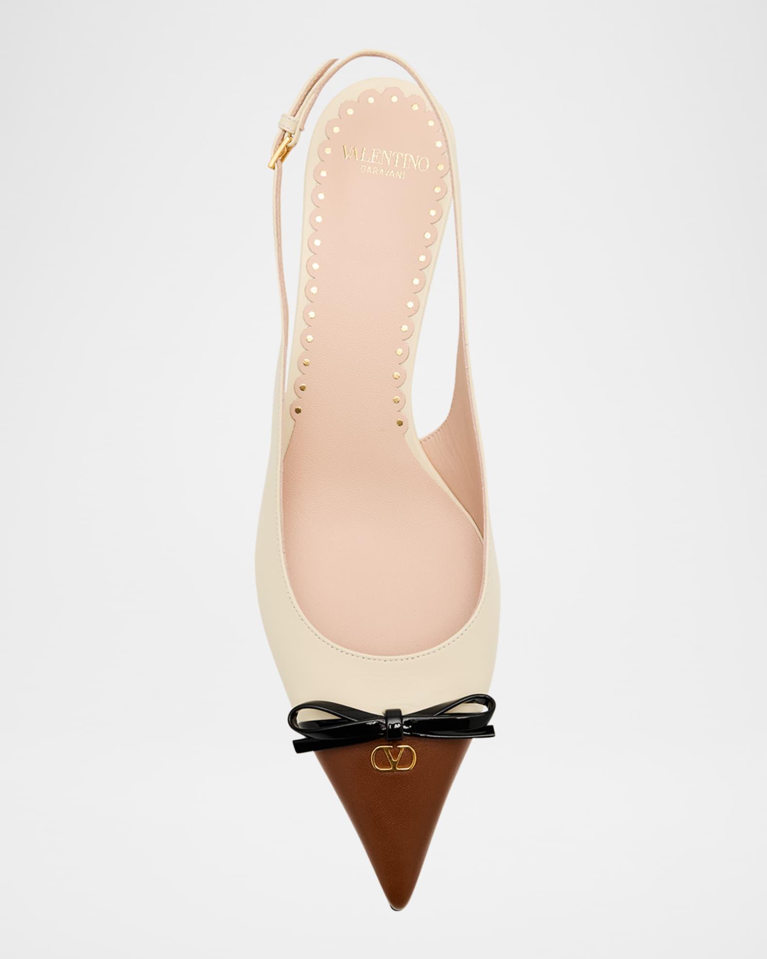 VLOGO Pointed Slingback Leather Kitten Pumps Product Image