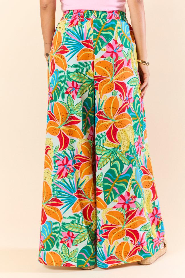 Beach Breeze Blue Mixed Print Wide Leg Pants FINAL SALE Product Image