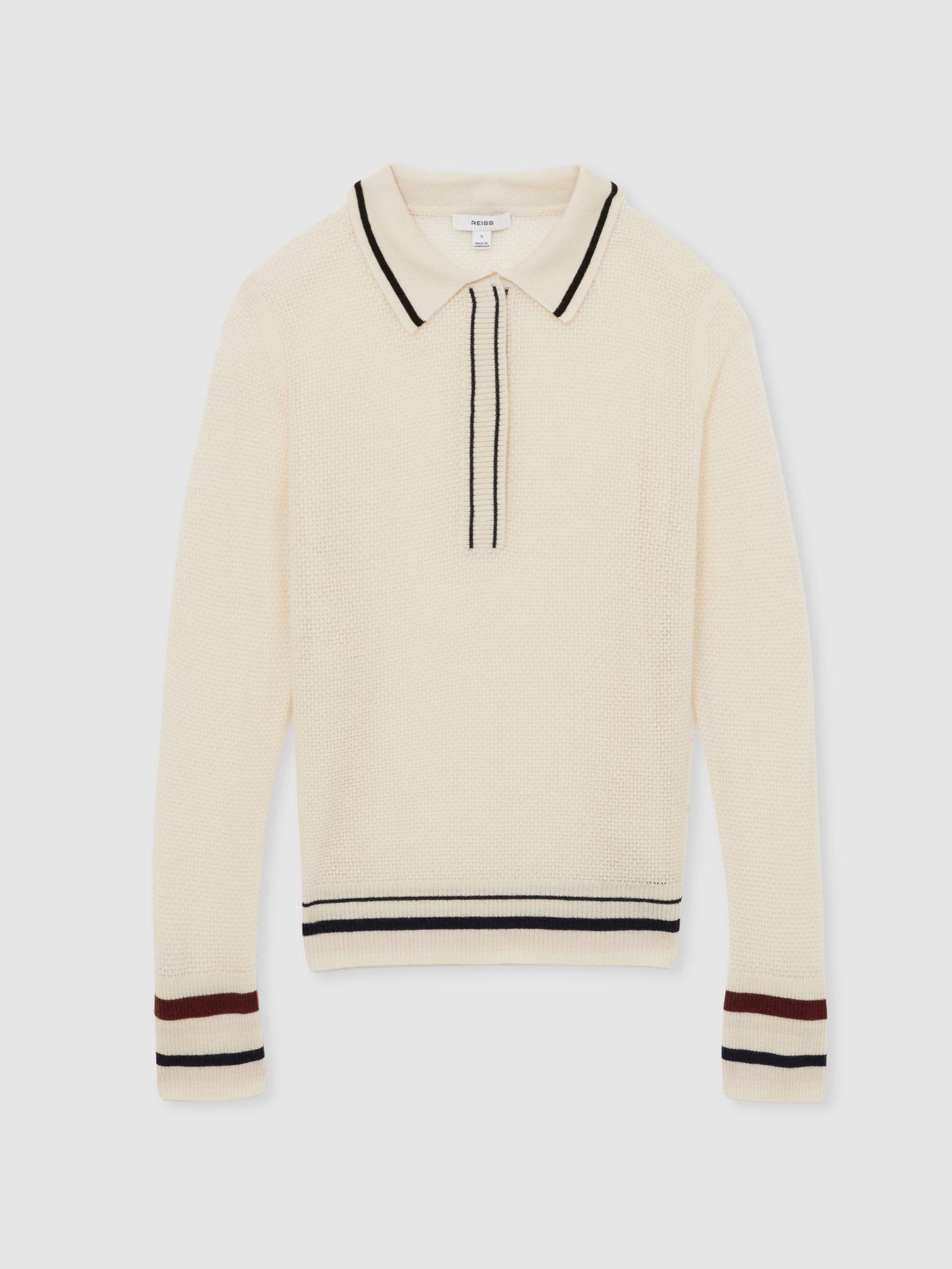 Wool-Cashmere Tipped Polo Jumper in Neutral Product Image