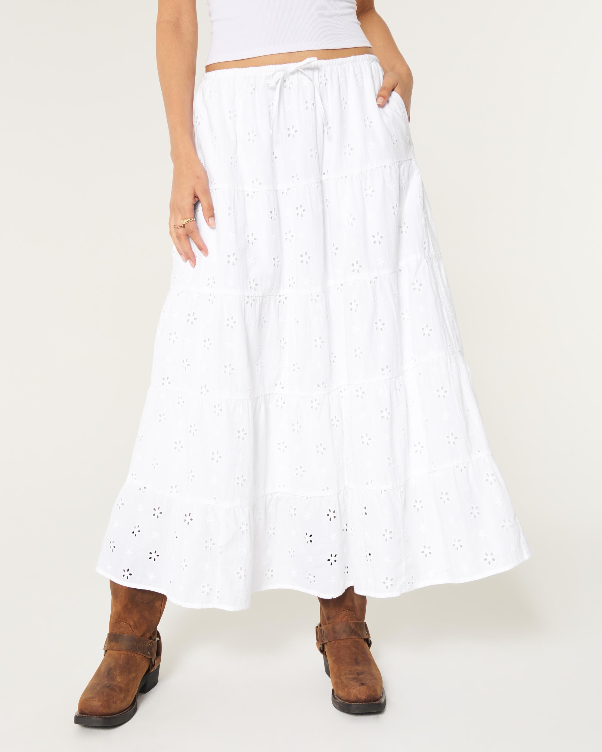 Tiered Eyelet Maxi Skirt Product Image