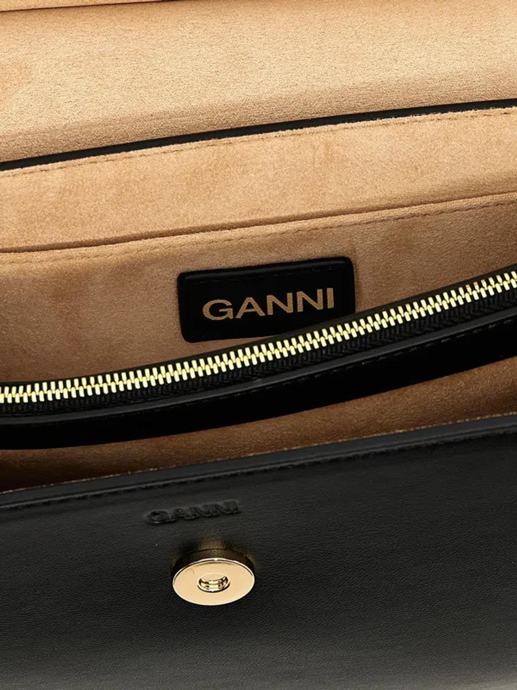 GANNI Small Shoulder Bag With Adjustable Strap And Gold-tone Hardware In Black Product Image