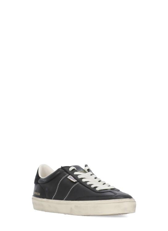 GOLDEN GOOSE Deluxe Brand Vintage-inspired Black Leather Sneakers With Contrasting White Laces Product Image