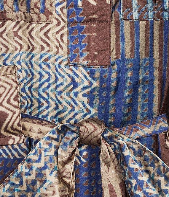 APNY Woven Printed Spread Collar 3/4 Sleeves Tiered Shirt Midi Dress Product Image