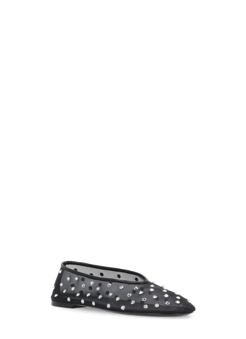 KHAITE Marcy Crystal-embellished Mesh Flats In Black Product Image