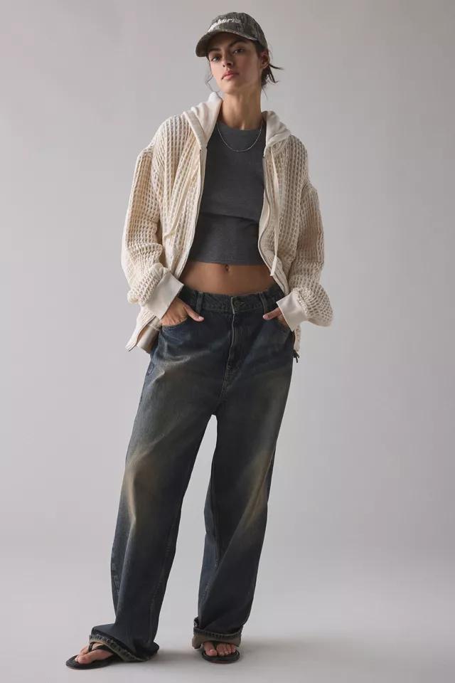 BDG Field Day Waffle Knit Zip-Up Hoodie Sweatshirt Product Image