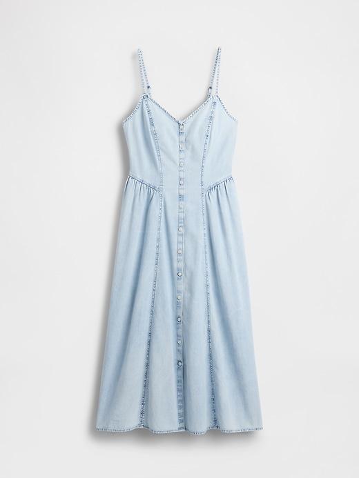 Denim Seamed Maxi Dress Product Image