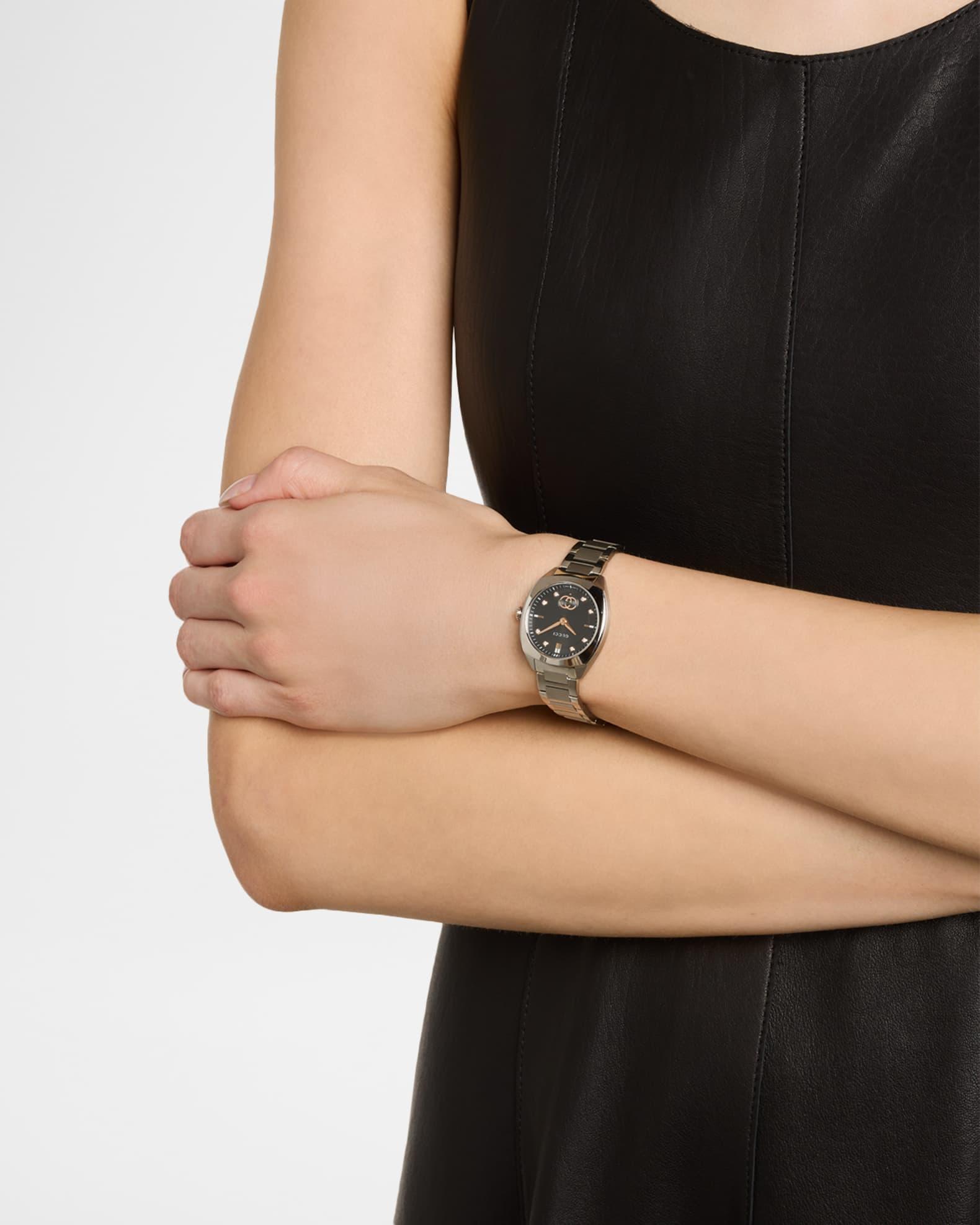 29mm Gucci Interlocking Diamond Watch with Bracelet Strap, Black Product Image