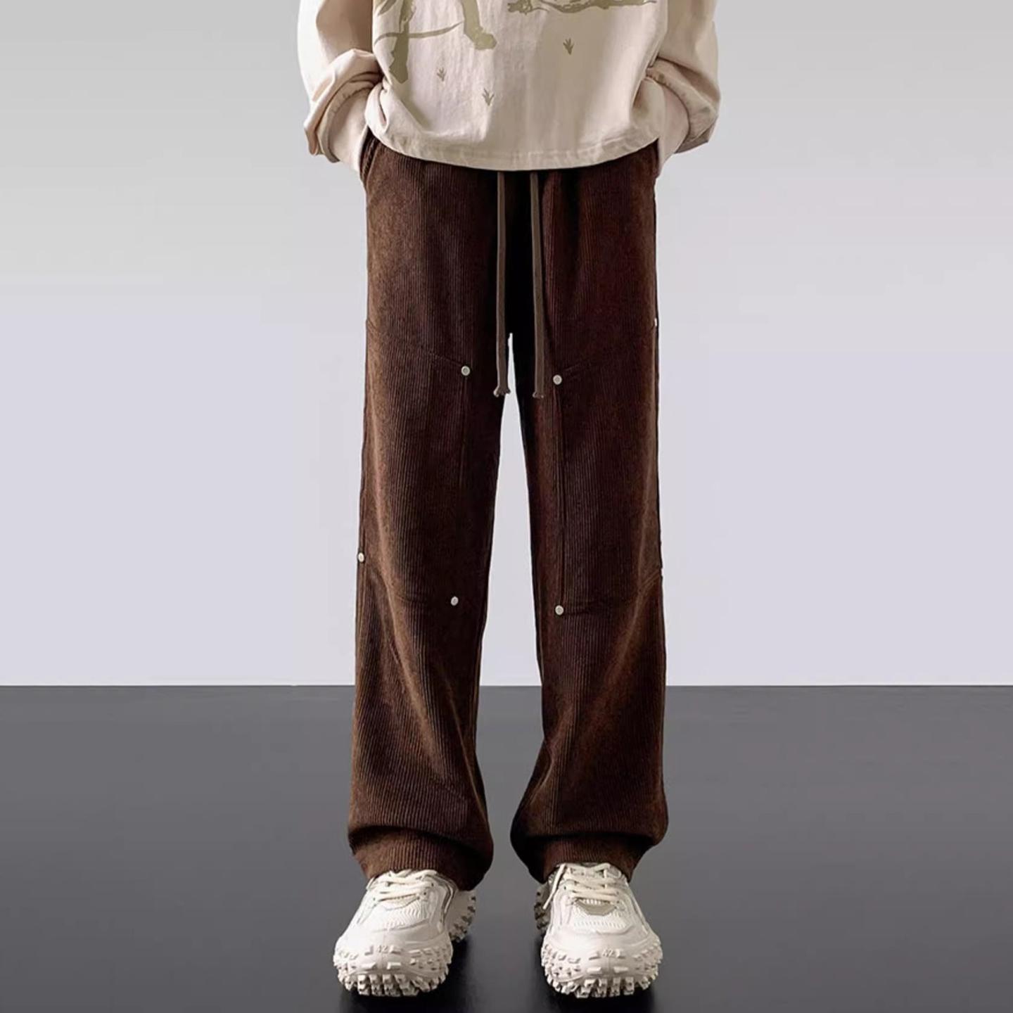 American Retro Trendy Corduroy Rivet Pants Product Image