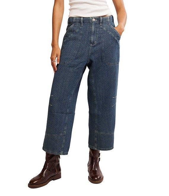 Free People Midnight Voyage Mid Rise Straight Leg Cropped Harem Style Jeans Product Image