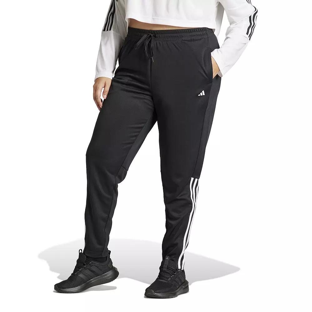 Plus Size adidas Sereno 3-Stripes Slim Tapered Sportswear Pants, Women's, Size: 1XL, Black White Product Image