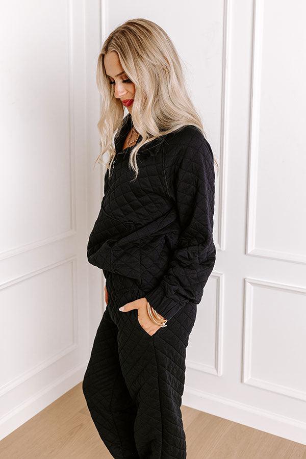 Paris Mornings Quilted Sweater In Black Product Image
