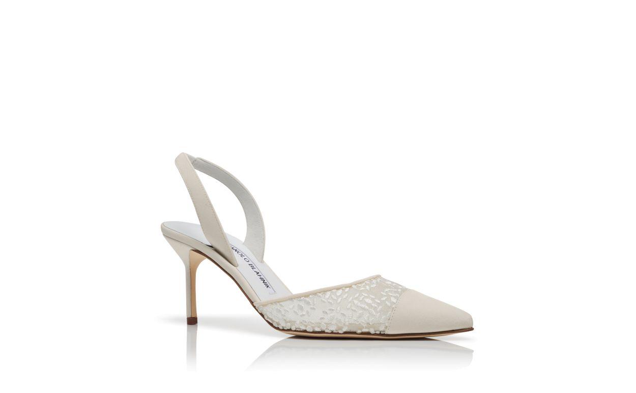 CAPSLI White Lace Slingback Pumps Product Image
