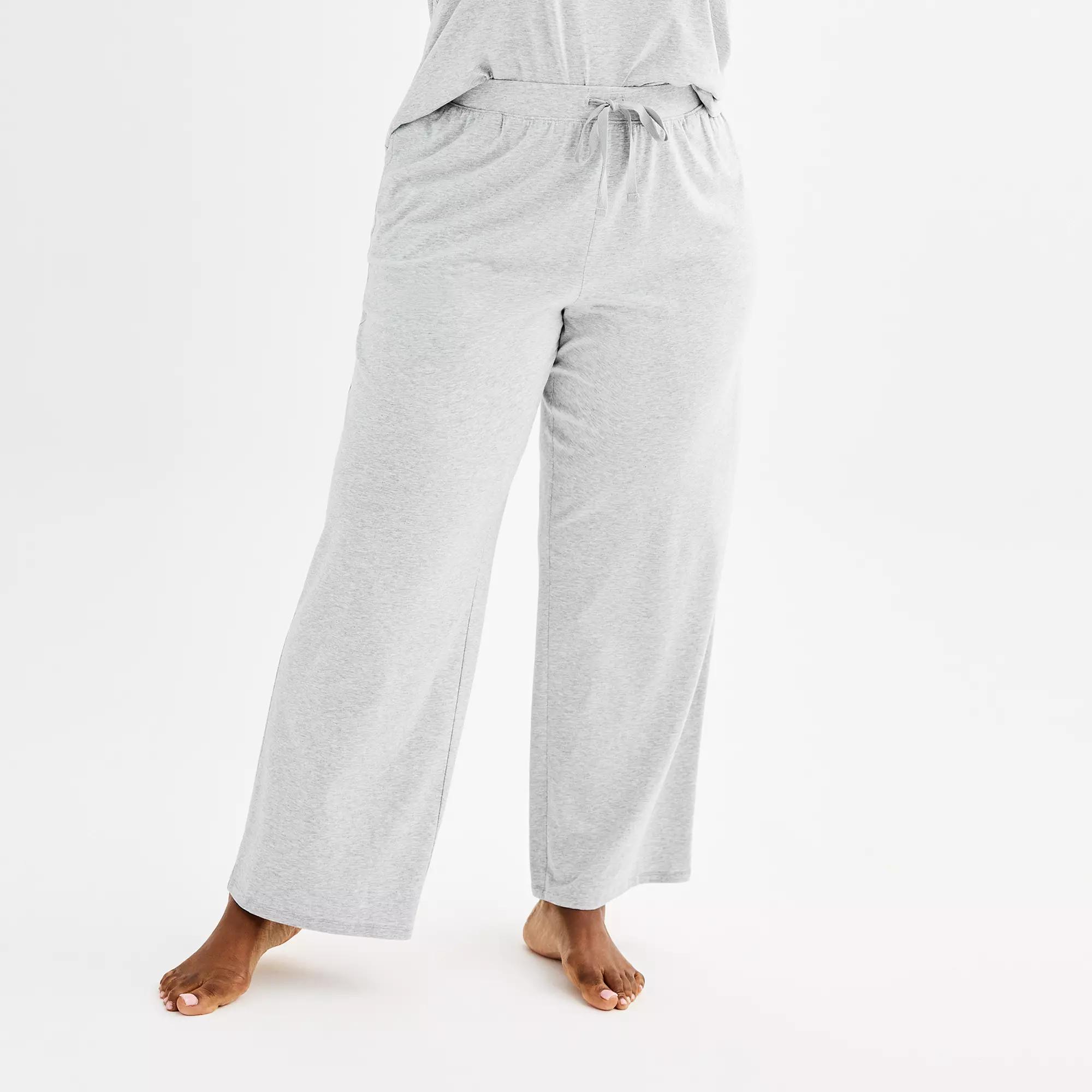Plus Size Sonoma Goods For Life® Cotton Modal Open Hem Sleep Pants, Women's, Size: 3XL, Medium Cumulus Grey Product Image