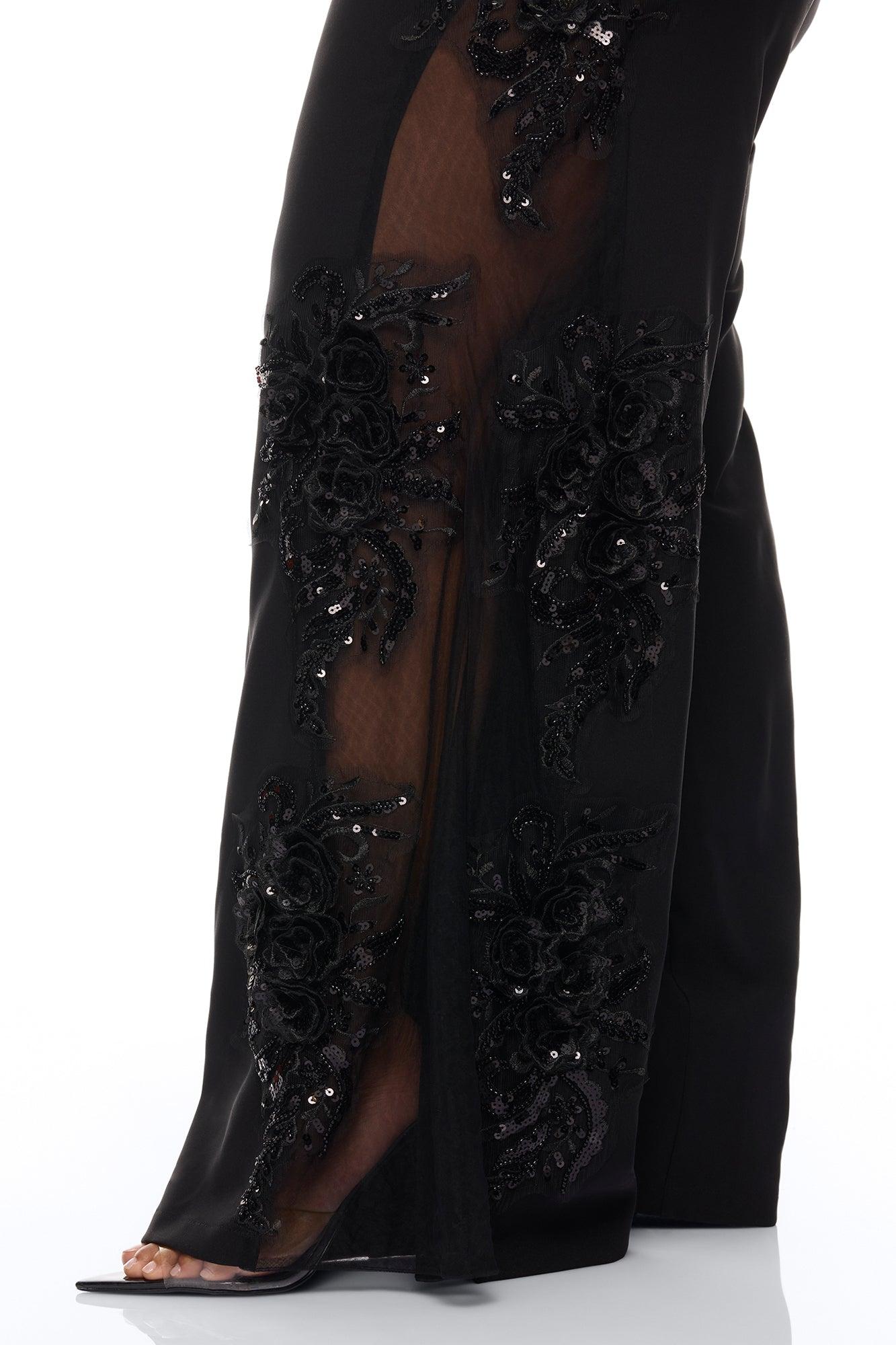 Sweet Serenity Embroidered Pant Set - Black Female Product Image