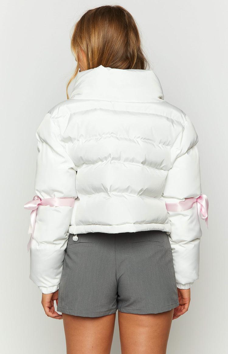 Polar White Bow Puffer Jacket Product Image